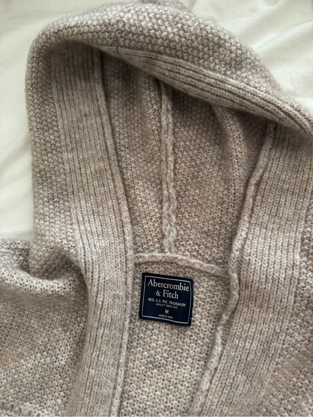 Abercrombie & Fitch Taupe Hooded Knit Cardigan